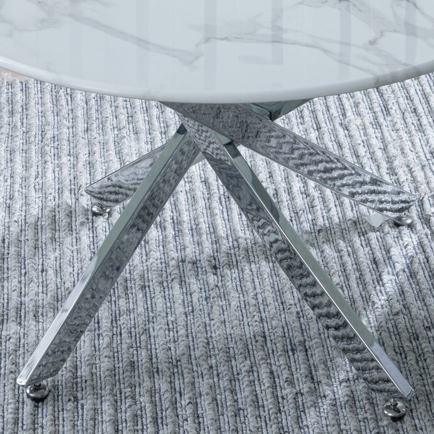 Ravenna Glass Round Coffee Table with Chrome Metal Chopstick Legs