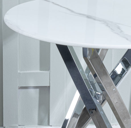Ravenna Glass Round Side Table with Chrome Metal Chopstick Legs