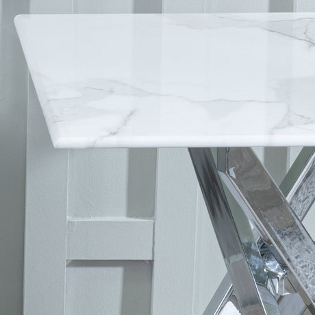 Ravenna Glass Square Side Table with Chrome Metal Chopstick Legs