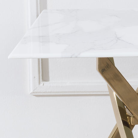 Venezia Glass Square Side Table with Gold Metal Chopstick Legs