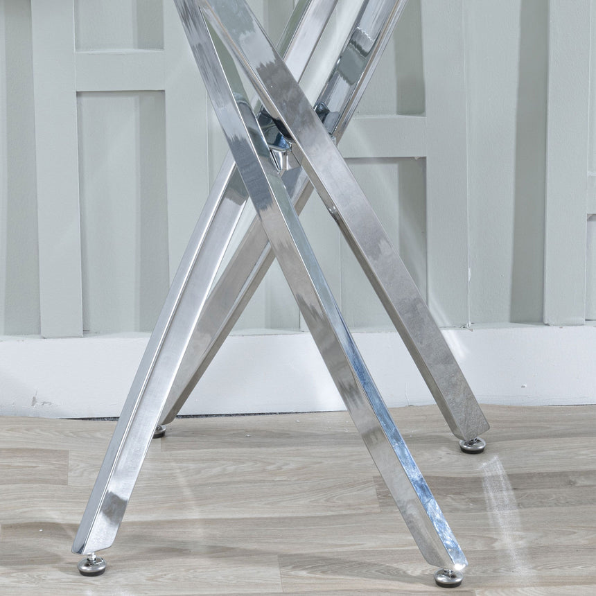 Ravenna Glass Console Table with Chrome Metal Chopstick Legs