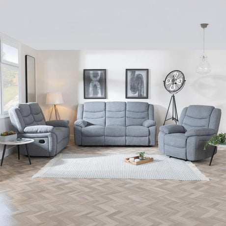 Angelo Dark Grey Fabric Recliner Sofa Set