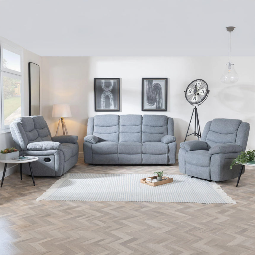 Angelo Dark Grey Fabric Recliner Sofa Set
