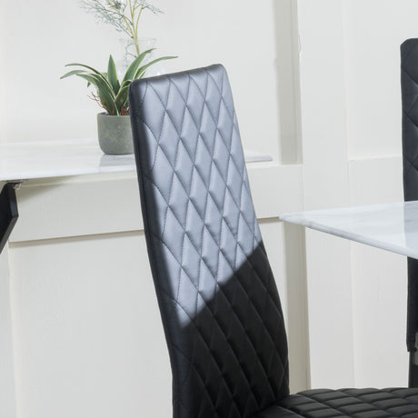 Set of 2 Novato Dining Chairs in Faux Leather and Black Metal Legs