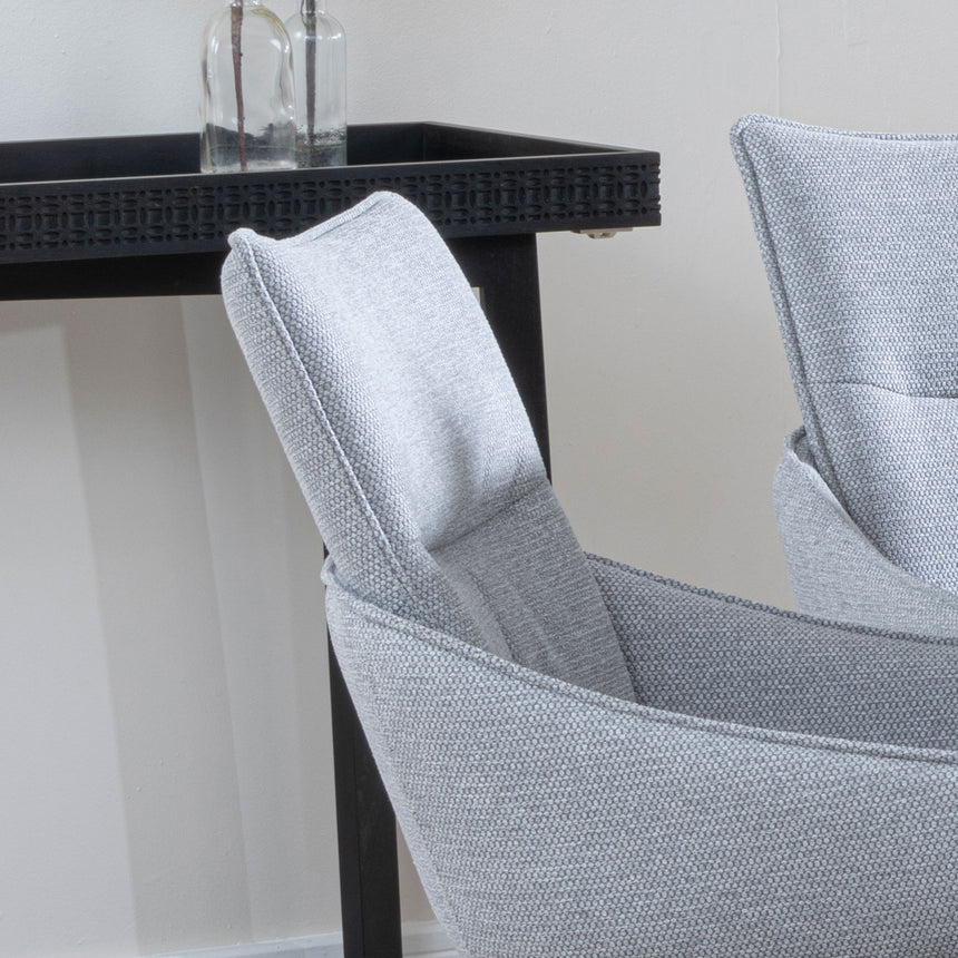 Set of 2 Torres Fabric Swivel Dining Chair with Black Legs