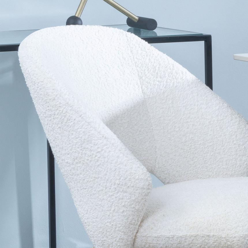 Set of 2 Burano Boucle Fabric Swivel Dining Chair with Black Legs