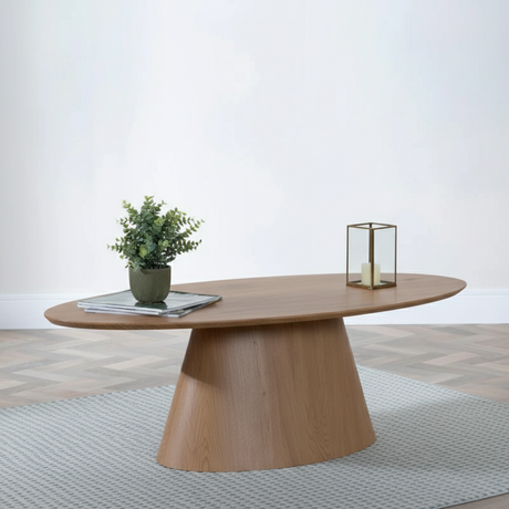 Chiswick Walnut Oval Coffee Table with Pedestal Base