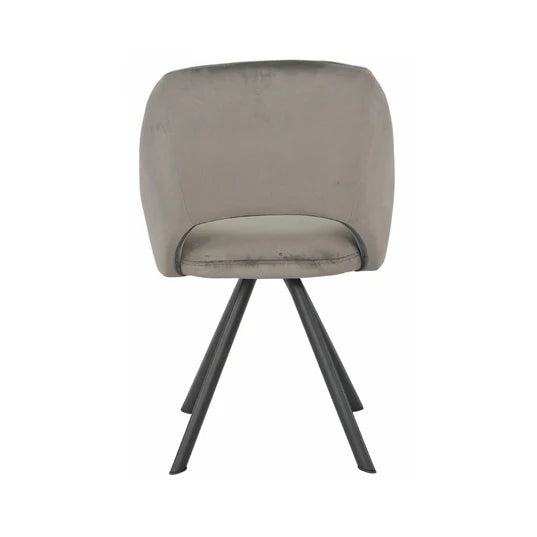 Set of 2 Burano Boucle Fabric Swivel Dining Chair with Black Legs
