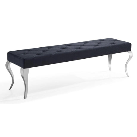 Louis Dining Bench - 170cm - Black Velvet Fabric