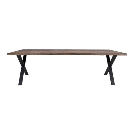Toulon Dining Table - Smoked Oak - 14 Seater - 300cm - Black Cross Legs