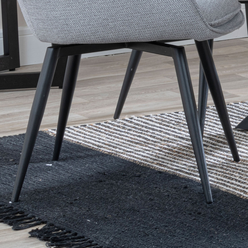 Set of 2 Torres Fabric Swivel Dining Chair with Black Legs