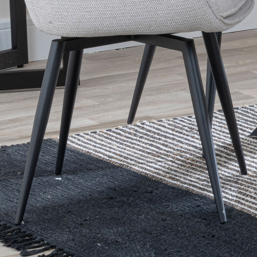 Set of 2 Torres Fabric Swivel Dining Chair with Black Legs