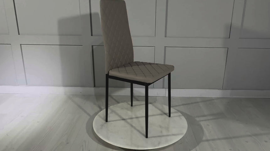Novato Dining Chairs in Faux Leather and Black Metal Legs