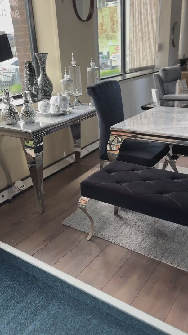 Milan Grey Marble and Chrome Console Table