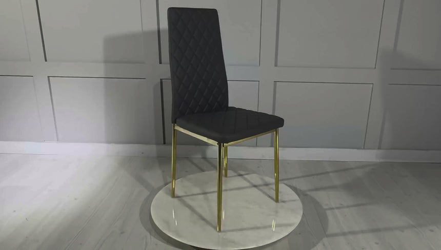 Novato Dining Chairs in Faux Leather and Gold Metal Legs