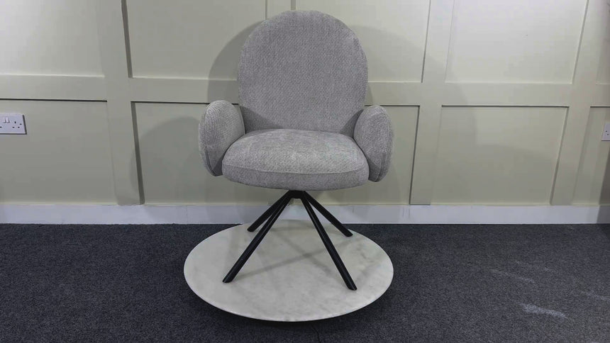 Set of 2 Altavista Fabric Swivel Dining Chair with Black Legs