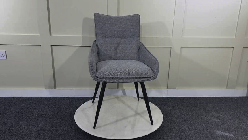 Set of 2 Torres Fabric Swivel Dining Chair with Black Legs