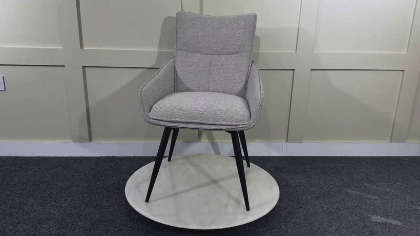 Set of 2 Torres Fabric Swivel Dining Chair with Black Legs