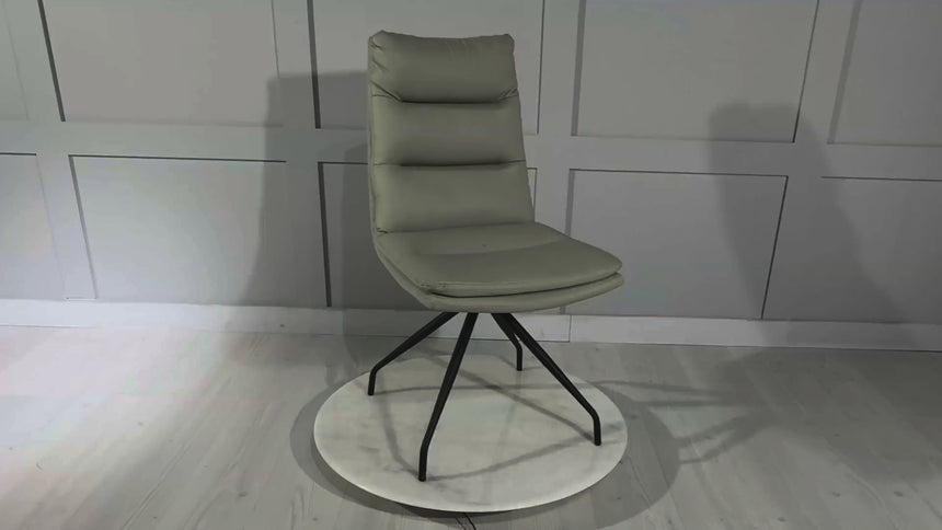 Set of 2 Tuscany  Leather Swivel Dining Chair with Black Legs