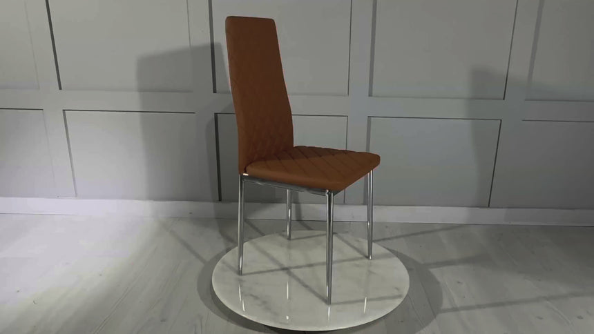 Novato Dining Chairs in Faux Leather and Chrome Metal Legs
