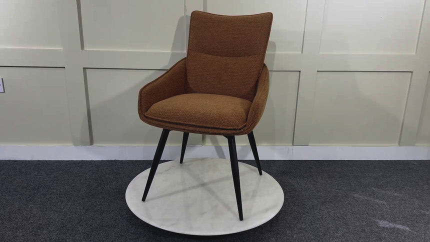Set of 2 Torres Fabric Swivel Dining Chair with Black Legs
