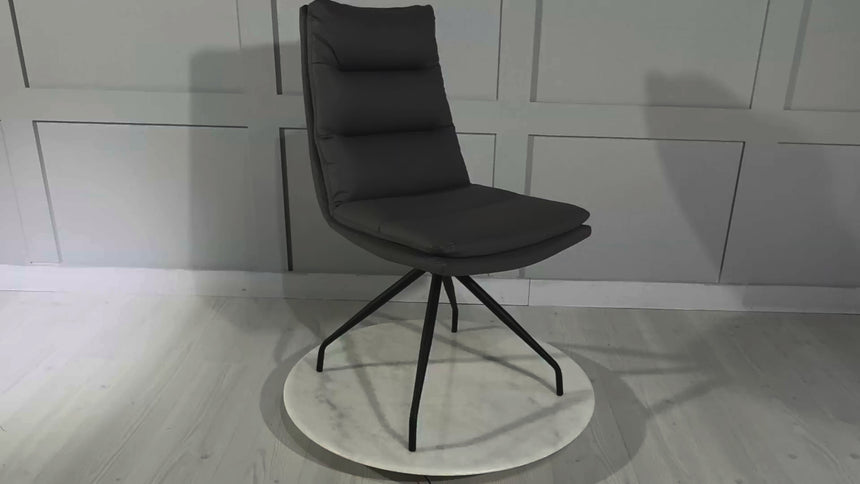 Set of 2 Tuscany  Leather Swivel Dining Chair with Black Legs