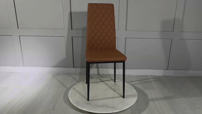 Novato Dining Chairs in Faux Leather and Black Metal Legs