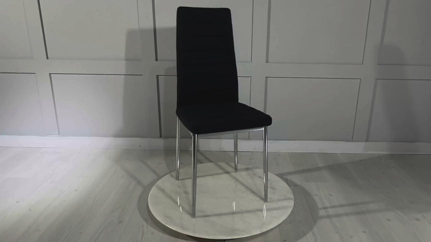 Set of 2 Rovigo Dining Chair in Black Colour Fabric with Chrome Legs