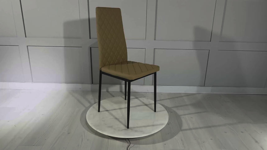 Novato Dining Chairs in Faux Leather and Black Metal Legs
