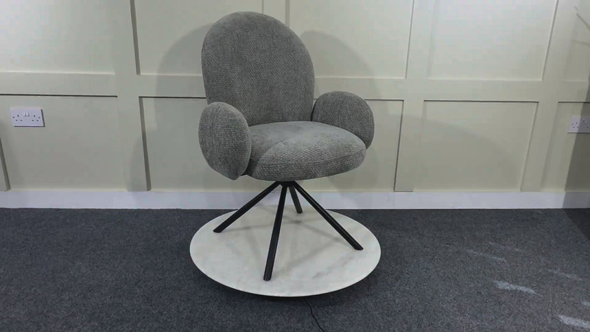 Set of 2 Altavista Fabric Swivel Dining Chair with Black Legs