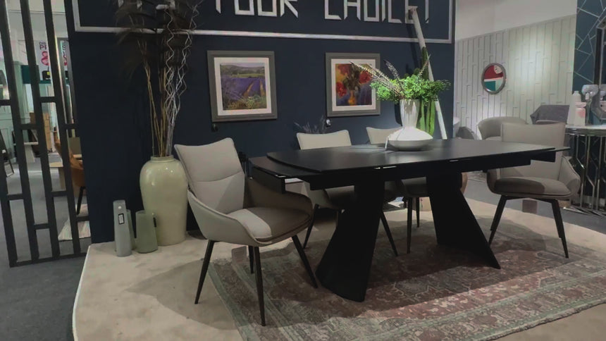 Garda Black Ceramic Extending Dining Table - 160cm-240cm