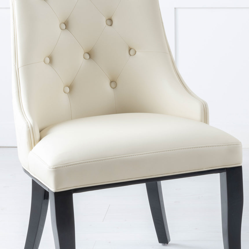 Set of 2 Modica Leather Large High Back Dining Chair with Black Legs
