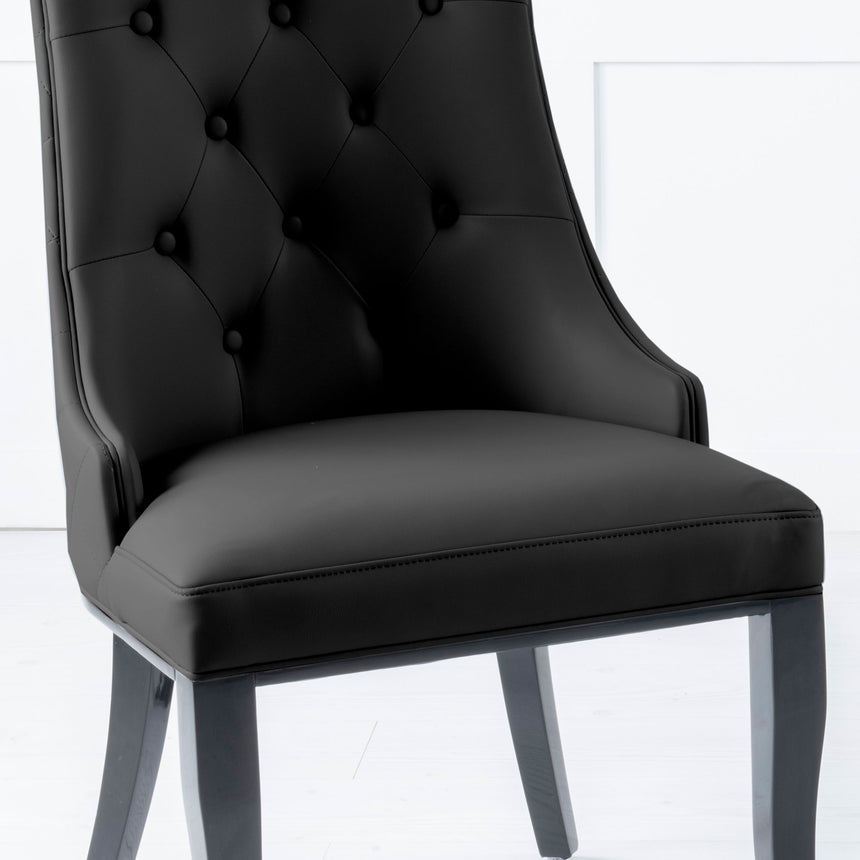 Set of 2 Modica Leather Large High Back Dining Chair with Black Legs