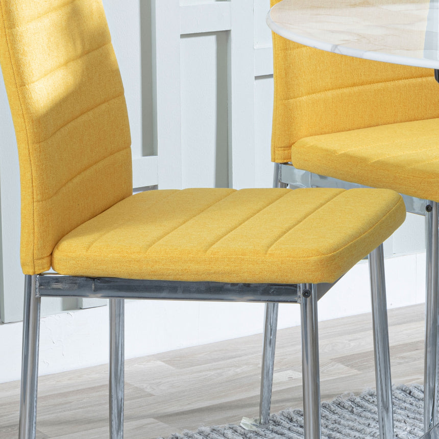 Set of 2 Rovigo Dining Chair in Black Colour Fabric with Chrome Legs